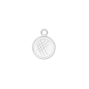 Drop, silver-plated brass, 11mm round with beaded edge and 10mm round bezel cup setting. Sold per pkg of 24.
