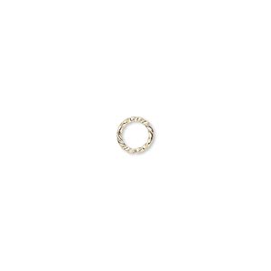 Jump ring 1pkg100 gold-plated, 6mm twisted round, 18 gauge / 4.2mm inside diameter / brass