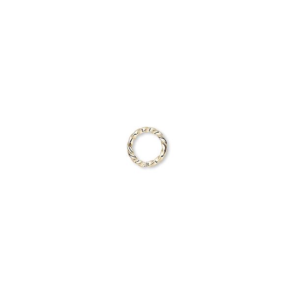 Jump ring 1pkg100 gold-plated, 6mm twisted round, 18 gauge / 4.2mm inside diameter / brass image number 0