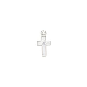 Drop, sterling silver, 10x7mm cross. Sold per pkg of 2.