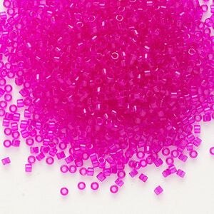 Seed bead, Delica&reg;, glass, pkg/50g, #11 round, transparent outside dyed fuchsia (DB-1310).