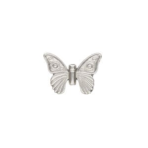 Bead 1pkg1 sterling silver, 17x13mm butterfly, antiqued JBB Findings