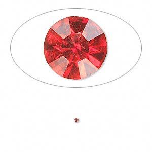 Chaton, glass rhinestone, light Siam, foil back, 1.3-1.35mm faceted round, PP6. Sold per pkg of 72.