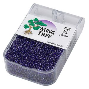 Seed bead, Ming Tree&trade;, glass, pkg/1/4 pound, #11 round, transparent silver-lined cobalt blue.