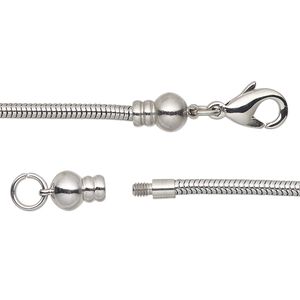 Chain 1pkg1 snake, 2.4mm / lobster claw clasp / fits 3.5-6mm hole, Dione&reg; stainless steel 18 inch