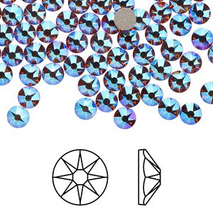 Flat back 144pk topaz shimmer foil back, Crystal Passions&reg; 3.8-4mm rose round SS16 2088
