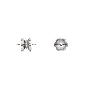 Bead cap, antiqued sterling silver, 6x5mm rondelles, fits 6-8mm beads. Sold per pkg of 4.