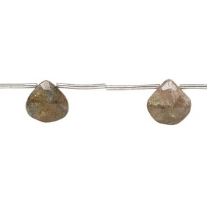 Multi-tourmaline 1pkg6, hand-cut top-drilled faceted puffed teardrop bead natural 9x8mm-10x10mm