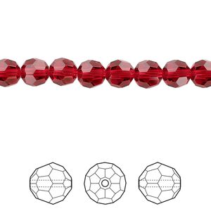 Bead 144pk scarlet, Crystal Passions&reg; 6mm round 5000
