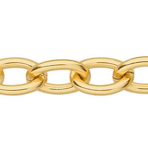 Chain 1pkg1 cable, 14mm, aluminum / anodized gold 5 foot unfinished