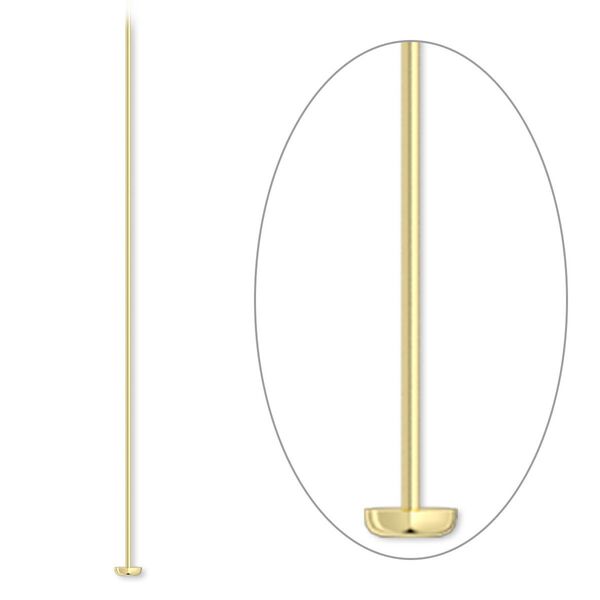 Head pin 1pkg25 14Kt gold-filled, 2 inch, 26 gauge image number 0