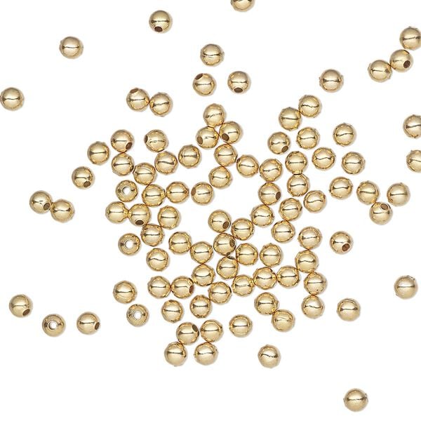 Bead 1pkg500 gold-finished, 2.5mm round, steel image number 0