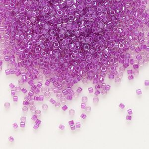 Seed bead, Delica&reg;, glass, pkg/7.5g, #11 round, translucent magenta-lined luster crystal clear (DB-0073).