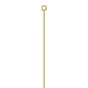 Eye pin 1pkg100 gold-plated, 3.5 inch, 21 gauge brass