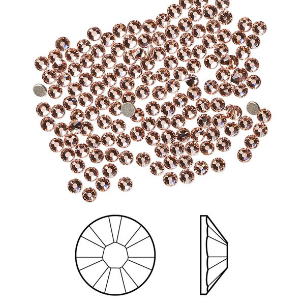Flat back 1440pk rose peach foil back, Swarovski&reg; 2.1-2.3mm rose round SS7 2058 image number 0
