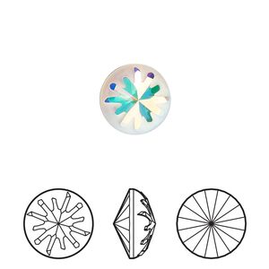 Round stone 2pk crystal AB foil back, Crystal Passions&reg; 10mm sea urchin 1695