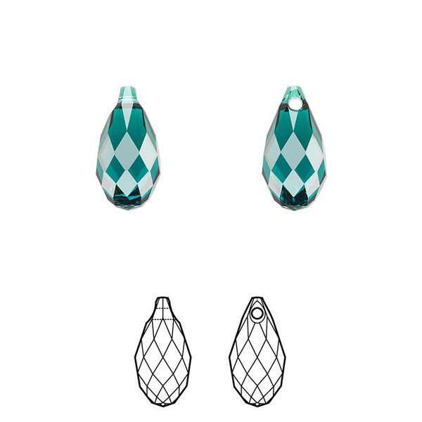Briolette 24pk emerald, Crystal Passions&reg; 13x6.5mm pendant drop 6010 image number 0