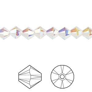 Bead 360pk crystal AB 2X, Swarovski&reg; 6mm XILION bicone 5328