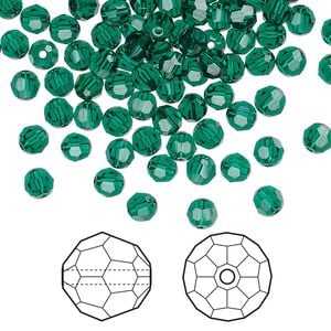 Bead 720pk emerald, Swarovski&reg; 4mm round 5000