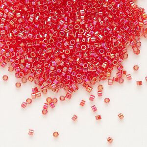 Seed bead, Delica&reg;, glass, pkg/250g, #11 round, translucent rainbow red (DB-0172).