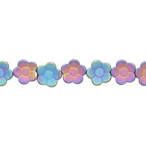 Hemalyke&trade; 1pkg1, matte electroplated flower bead 15.5-16 inch 8x8mm