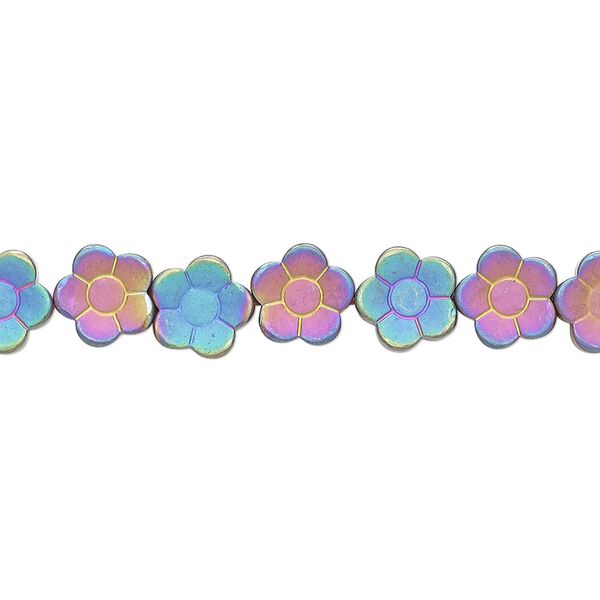 Hemalyke&trade; 1pkg1, matte electroplated flower bead 15.5-16 inch 8x8mm image number 0