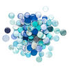 Mother-of-pearl shell 1pkg4oz, puffed flat round bead mix multi-blue 13-16mm image number 1