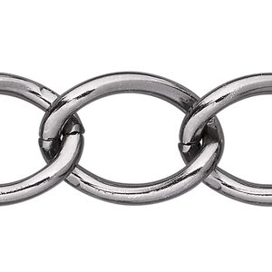 Chain 1pkg1 curb, 23mm, aluminum / anodized gunmetal 25 foot unfinished