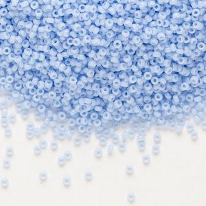 Seed bead, Miyuki, glass, pkg/35g, #15 rocaille, opaque blue agate, (RR-494).