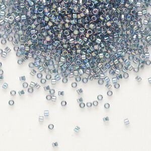 Seed bead, Delica&reg;, glass, pkg/50g, #11 round, translucent rainbow glazed luster blue grey (DB-0111).