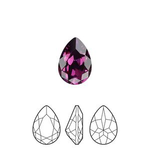 Fancy stone 2pk amethyst foil back, Preciosa MAXIMA Czech crystal rhinestone 14x10mm pear
