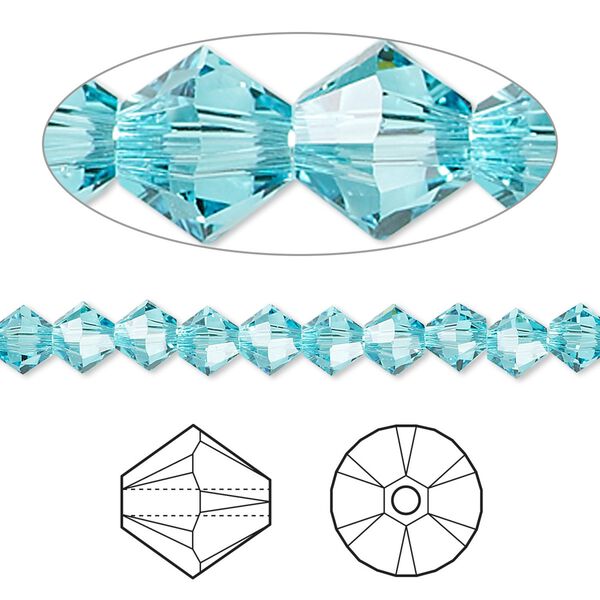 Bead 144pk light turquoise, Crystal Passions&reg; 5mm bicone 5328 image number 0