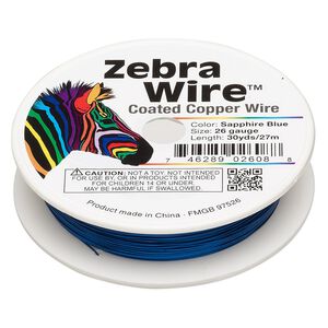 Wire, Zebra Wire&trade;, color-coated copper, sapphire blue, round, 26 gauge. Sold per 30-yard spool.