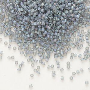 Seed bead, Delica&reg;, glass, pkg/50g, #11 round, translucent matte rainbow grey (DB-0863).