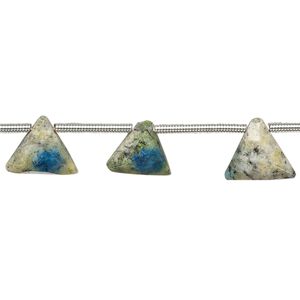K2 "jasper" 1pkg14, hand-cut top-drilled faceted puffed triangle bead natural 10-11mm