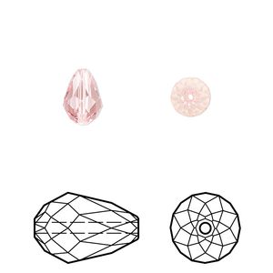 Bead 24pk light rose, Crystal Passions&reg; 9x6mm teardrop 5500