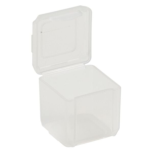 Organizer, Dot Box&trade;, plastic, clear, 1-1/4 x 1-1/4 x 1-1/4 inch square with pop-up lid. Sold per pkg of 4. image number 1