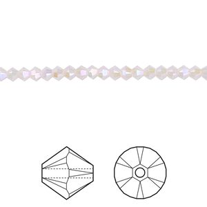 Bead 48pk rose water opal shimmer 2X, Crystal Passions&reg; 3mm bicone 5328
