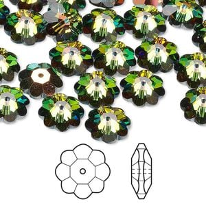 Margarita flower 288pk crystal vitrail medium, Swarovski&reg; 10x3.5mm 3700