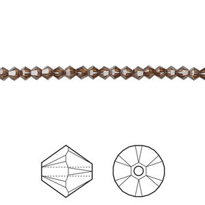 Bead 1pkg48 smoked topaz, Crystal Passions&reg; Regenerated 3mm bicone 5328