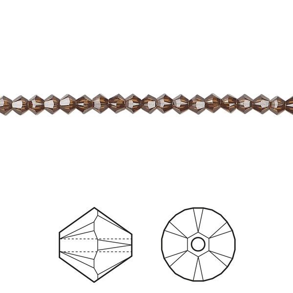 Bead 1pkg48 smoked topaz, Crystal Passions&reg; Regenerated 3mm bicone 5328 image number 0