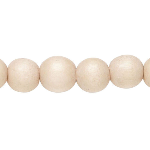 Bead 1pkg1, Taiwanese cheesewood (dyed / waxed), tan, 9-10mm round, 15-1/2 to 16 inches. image number 0