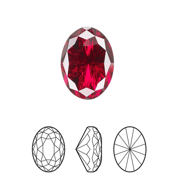 Fancy stone 1pk scarlet foil back, Crystal Passions&reg; 18x13mm magical oval 4160 image number 0