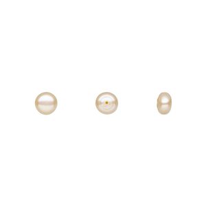 Pearl, White Lotus&trade;, cultured freshwater, peach, 8mm half-drilled button, B grade, Mohs hardness 2-1/2 to 4. Sold per pair.