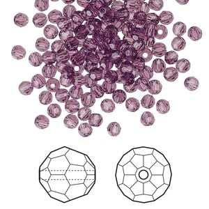 Bead 144pk amethyst, Crystal Passions&reg; 3mm round 5000