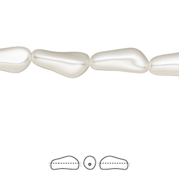 Pearl 100pk white, Swarovski&reg; 14x6mm baroque elongated 5844 image number 0