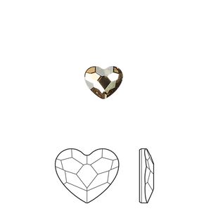 Flat back 720pk crystal golden shadow foil back, Swarovski&reg; 3.6mm heart 2808