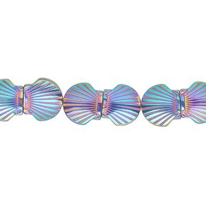 Hemalyke&trade; 1pkg1, electroplated clamshell bead 15.5-16 inch 9x8mm
