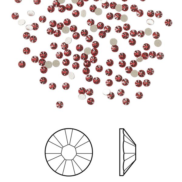 Flat back 1440pk scarlet foil back, Swarovski&reg; 1.7-1.9mm rose round SS5 2058 image number 0