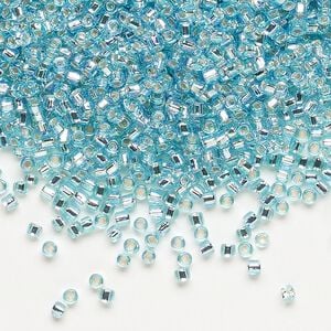 Seed bead, Dyna-Mites&trade;, glass, pkg/40g, #11 round, translucent silver-lined rainbow light aqua, (77R:SR 11/0 SR).